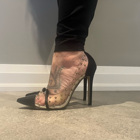 Black and clear pointy toe heels size 39 - Picture 2 of 7